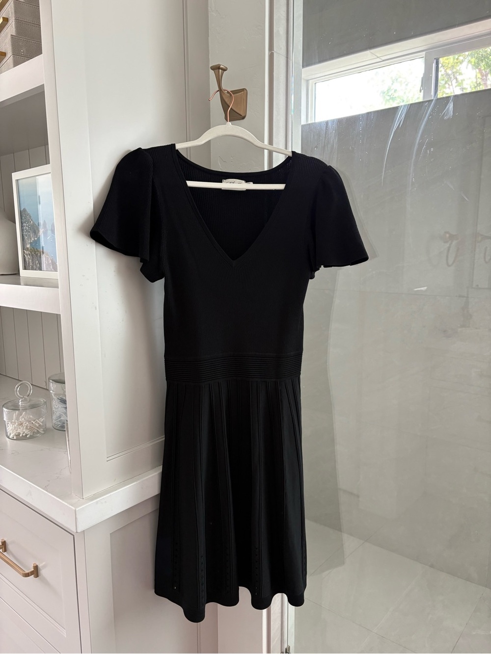 Eliza J Ribbed Knit Fit-And-Flare Dress